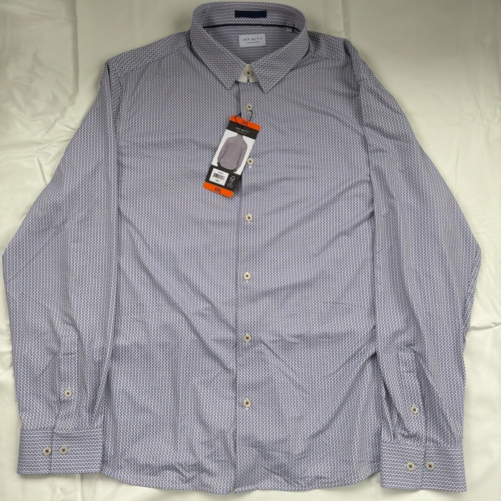 Infinity Linearflex Men's Long Sleeve Textured 4-Way Stretch Shirt Blue XXL- K1